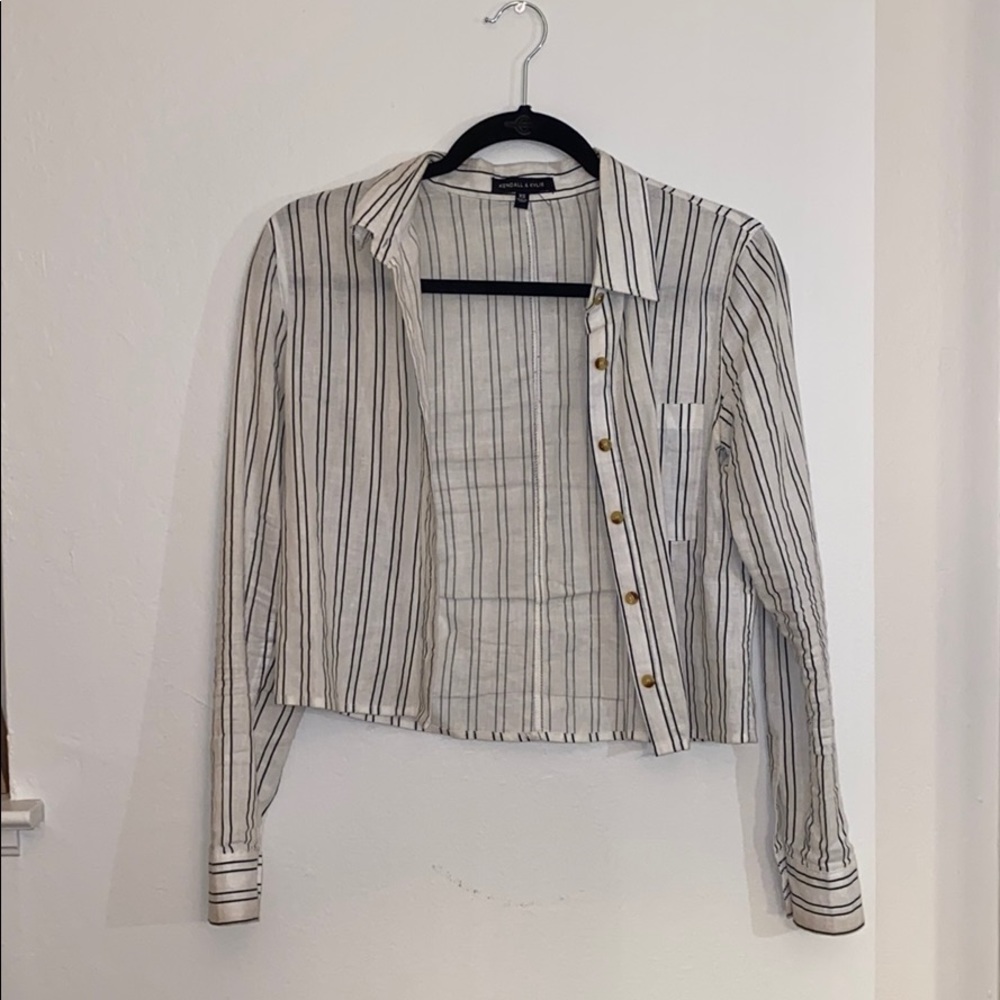 Slightly cropped button down shirt